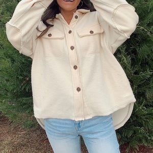 Cream Shacket - Size Large Thick Material Button Up